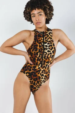 The Hot Spots - Leopard Zip Up One Piece Swimsuit