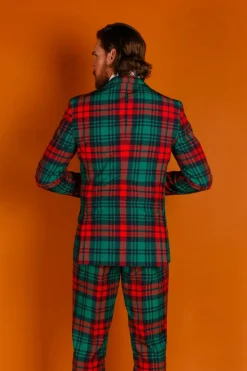 The Lincoln Log Love Daddy - Red And Green Plaid Ugly Christmas Suit
