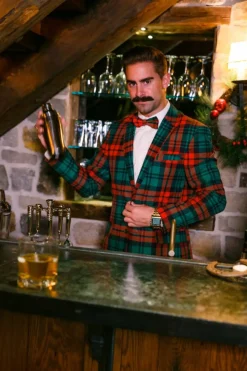 The Lincoln Log Love Daddy - Red And Green Plaid Ugly Christmas Suit