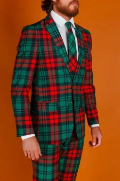 The Lincoln Log Love Daddy - Red And Green Plaid Ugly Christmas Suit