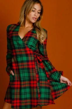 The Lincoln Log Love Lady - Plaid Christmas Wrap Dress