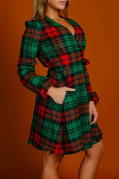 The Lincoln Log Love Lady - Plaid Christmas Wrap Dress