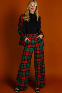The Lincoln Log Love Lady - Women's Green Plaid Christmas Pants