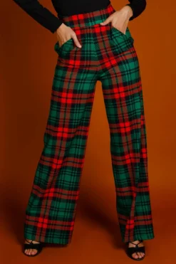 The Lincoln Log Love Lady - Women's Green Plaid Christmas Pants