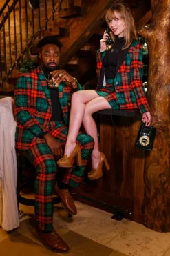 The Lincoln Log Love Lady - Women's Green Plaid Christmas Suit