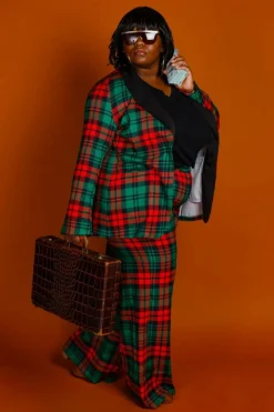 The Lincoln Log Love Lady - Women's Green Plaid Christmas Suit