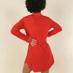 The Maraschino - Flame Scarlet Red SleepDeep™ Long Sleeve Pajama Dress