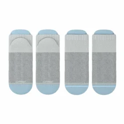 The Pacific Blue - Blue Grey Tri Color Block Heel Hammock™ Ankle Socks 3 Pack