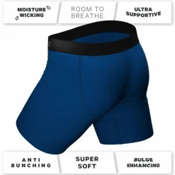 The Package Deal - Long Leg Navy Blue Ball Hammock® Pouch Underwear With Fly 3 Pack