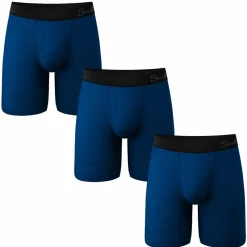 The Package Deal - Long Leg Navy Blue Ball Hammock® Pouch Underwear With Fly 3 Pack