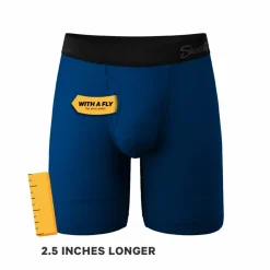 The Package Deal - Long Leg Navy Blue Ball Hammock® Pouch Underwear With Fly 3 Pack