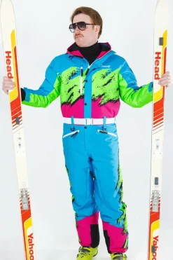 The Park Rat - Men's Neon Spray Design Retro One Piece Ski Suit