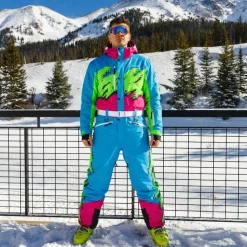 The Park Rat - Men's Neon Spray Design Retro One Piece Ski Suit