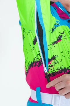 The Park Rat - Men's Neon Spray Design Retro One Piece Ski Suit
