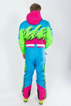 The Park Rat - Men's Neon Spray Design Retro One Piece Ski Suit