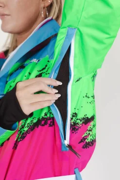 The Park Rat - Neon Spray Design Retro Women's One Piece Ski Suit
