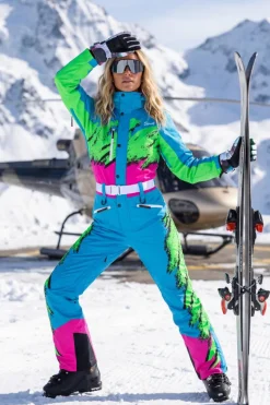 The Park Rat - Neon Spray Design Retro Women's One Piece Ski Suit
