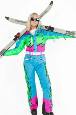 The Park Rat - Neon Spray Design Retro Women's One Piece Ski Suit