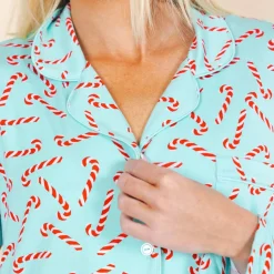 The Peppermint Pimp Canes - Candy Cane SleepDeep™ Long Sleeve Pajama Dress