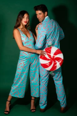 The Peppermint Pimp Canes - Candy Cane Print Christmas Suit