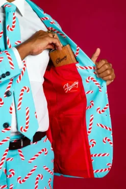 The Peppermint Pimp Canes - Candy Cane Print Christmas Suit