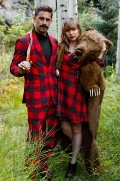 The Red & Black Lumberjack - Red Buffalo Check Christmas Wrap Dress