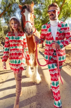 The Red Ryder - Knit Print Christmas Wrap Dress