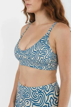 The Rio Grande - Abstract Navy Line Boob Hammock™ Plunge Bralette
