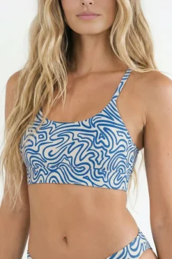 The Rio Grande - Abstract Navy Line Boob Hammock™ Scoop Bralette