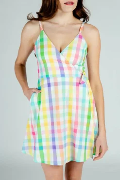 The Savannah Swinger - Pastel Plaid Strappy Dress