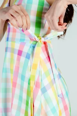 The Savannah Swinger - Pastel Plaid Strappy Dress