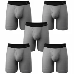 The 50 Shades - Long Leg Grey Ball Hammock® Pouch Underwear With Fly 5 Pack