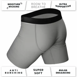 The 50 Shades - Long Leg Grey Ball Hammock® Pouch Underwear With Fly 3 Pack