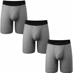 The 50 Shades - Long Leg Grey Ball Hammock® Pouch Underwear With Fly 3 Pack