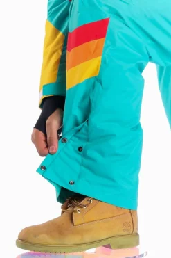 The Side Country Sender - Men's Turquoise Striped Retro Ski Suit