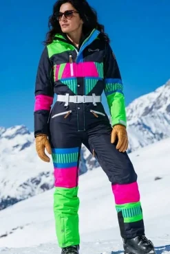 The Steep And Deep - Retro Black Women's One Piece Ski Suit