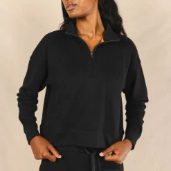 The Threat Level Midnight - Black Sexy Terry™ Women’s Half Zip