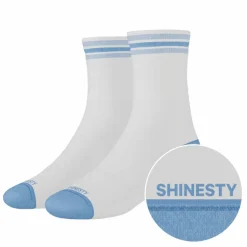 The Tickler - Powder Blue Stripe Heel Hammock™ Quarter Crew Socks