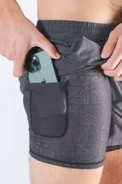 The Tribal Council - Grey Tonal Island Block Ball Hammock® 5 Inch Athletic Shorts