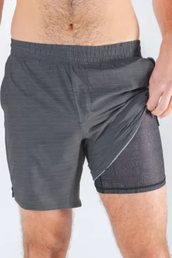 The Tribal Council - Grey Tonal Island Block Ball Hammock® 7 Inch Athletic Shorts