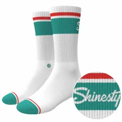 The Turks and Caicos - White and Teal Heel Hammock™ Crew Socks