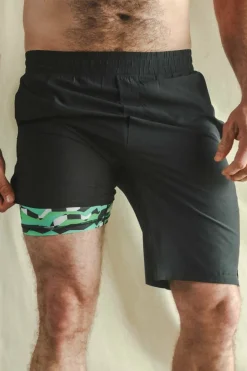 The Water Break - Black and Green Neon Ball Hammock® 9 Inch Athletic Shorts