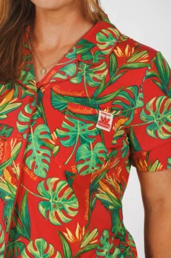 The Wiener In Paradise - Shinesty X Wienerschnitzel Tropical Button Down Short Pajama Set