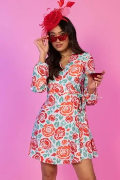 The Win By A Rose - Derby Roses Wrap Dress